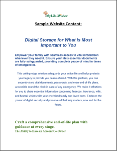 snip of updated website content